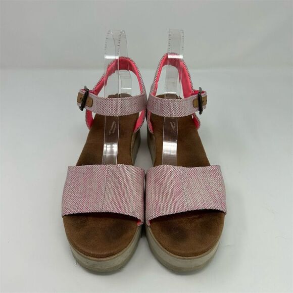 TOMS Women's Pink Espadrille Slingback Wedge Platform Sandals Size 8.5 - Picture 3 of 9